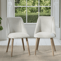 Freya Oat Boucle Dining Chairs - Set of 2 - Chalked Mangowood Legs - Laura James