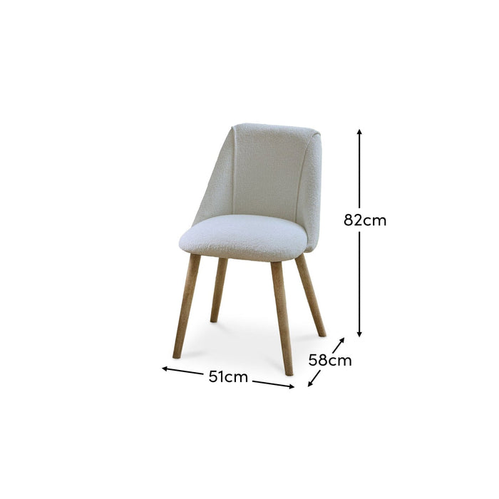 Freya Oat Boucle Dining Chairs - Set of 2 - Chalked Mangowood Legs - Laura James