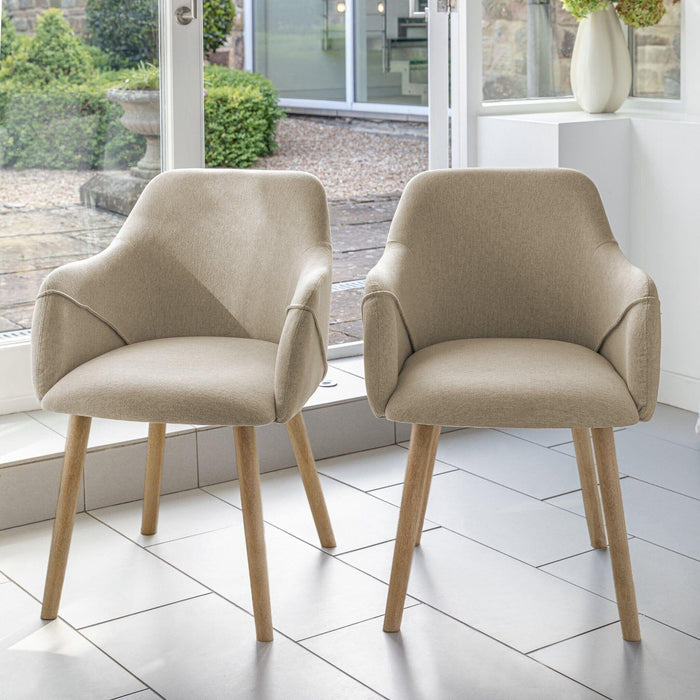 Freya Sand Armchairs - Set of 2 - Chalked Mango Wood Legs - Laura James