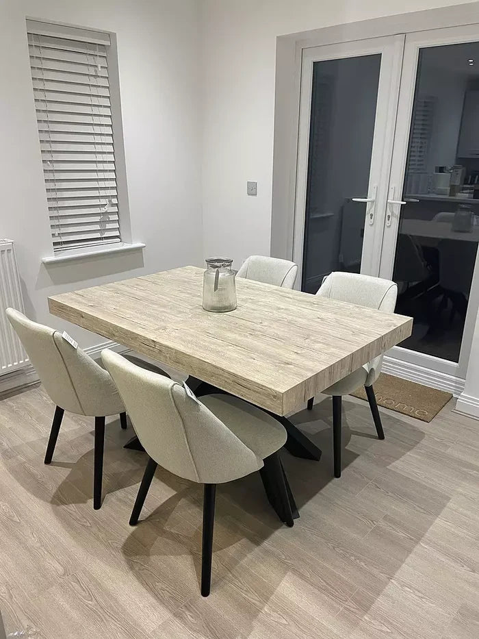 Freya Sand Dining Chairs - Set of 2 - Black Oak Legs  - Laura James
