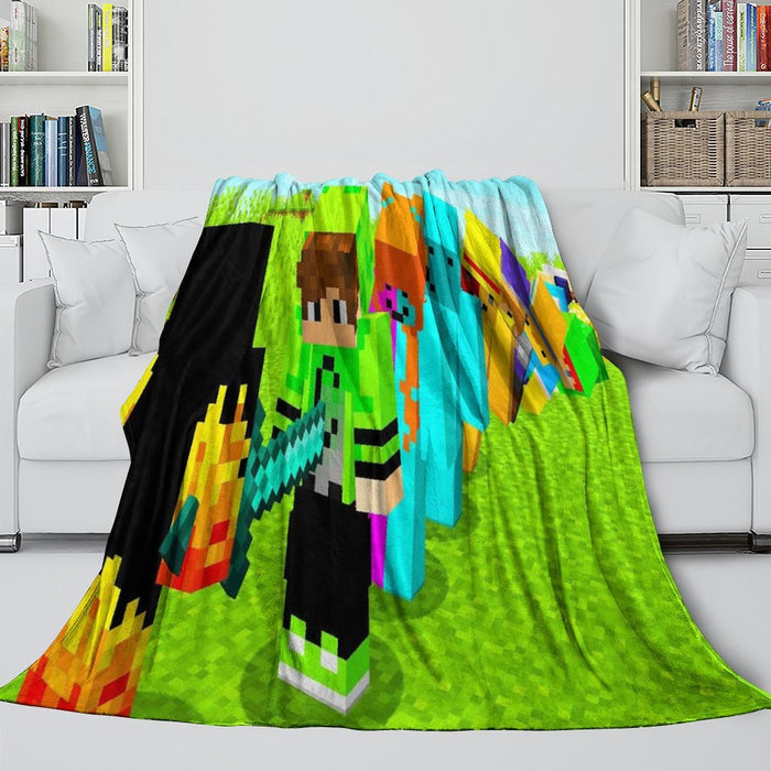 Game Pattern Minecraft Blanket Flannel Kids Room Throw