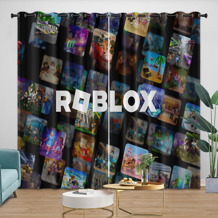 Game Pattren Roblox Curtains Blackout Window Drapes Room Decoration