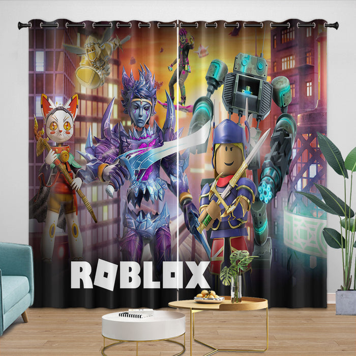 Game Pattren Roblox Curtains Blackout Window Drapes Room Decoration