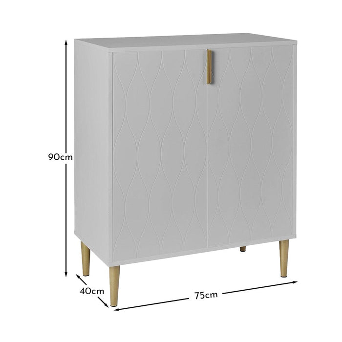 Gloria 2 Door Small Sideboard - Grey & Brass Legs