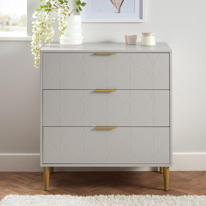 Gloria chest of drawers - grey & brass effect - Laura James
