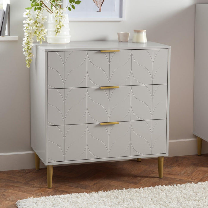 Gloria chest of drawers - grey & brass effect - Laura James