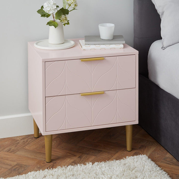 Gloria bedside tables - set of two - pale pink and brass effect - Laura James
