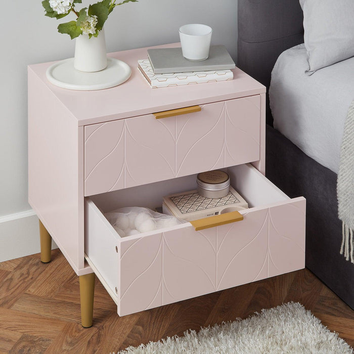 Gloria bedside tables - set of two - pale pink and brass effect - Laura James