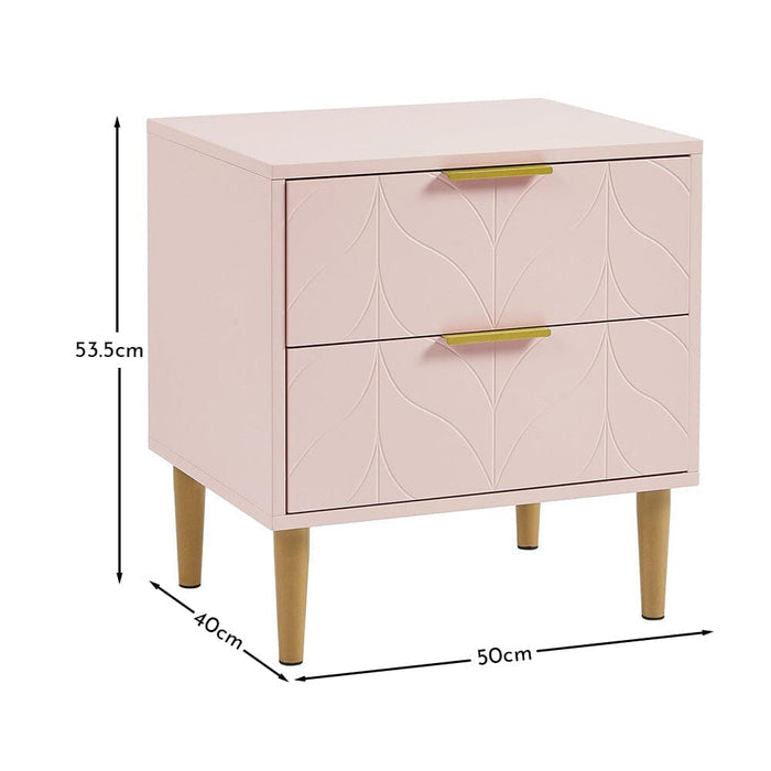 Gloria Bedside Tables - Set of 2 - Blush Pink & Brass Effect