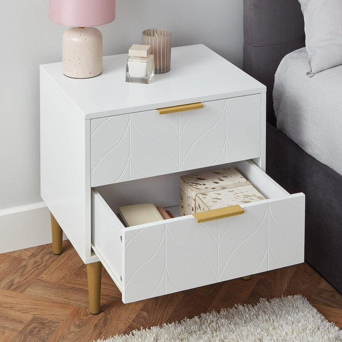 Gloria bedside tables - set of two - white and brass effect - Laura James