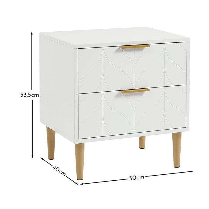 Gloria Bedside Tables - Set of 2 - White & Brass Effect