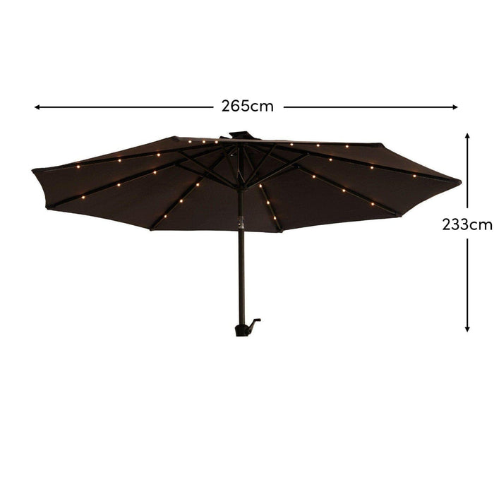 Grey LED Premium Parasol Round 2.7m - Laura James