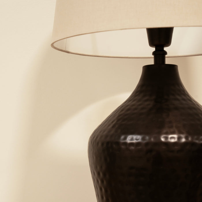 Hale Black Bronze Lamp & Coningsby Taupe Cotton Lampshade - 35cm