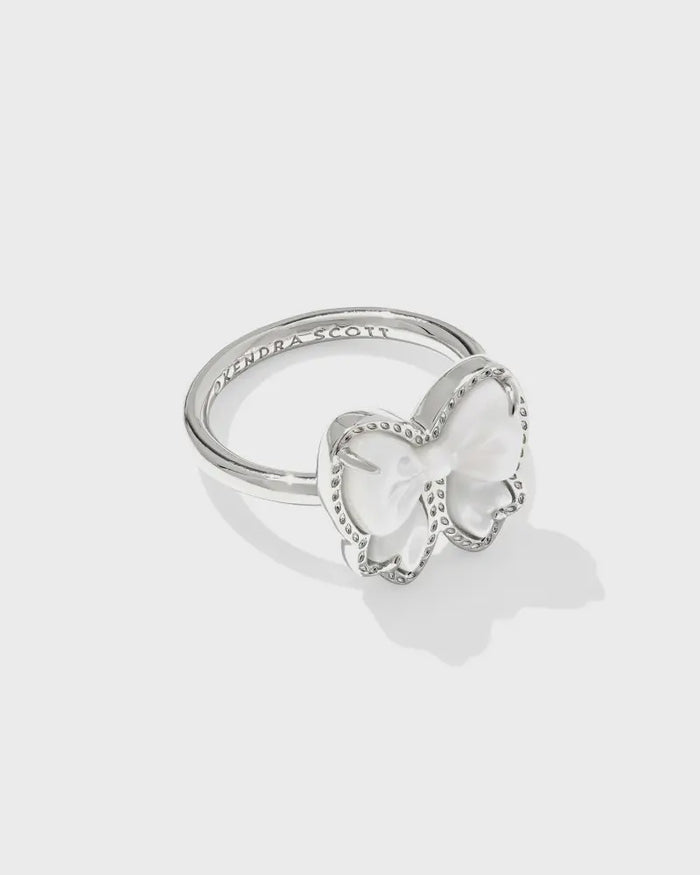 Haley Bow Band Ring Rhod Ivory MOP 8 Kendra Scott