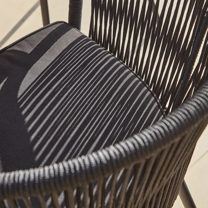 Amelia 4 Seater White Acacia Wood Black Legs Garden Dining Set - Hali Black Chairs