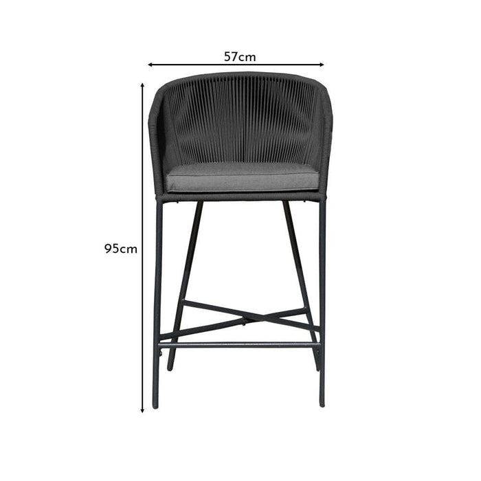 Hali Black Rope Garden Bar Stool with Cushion