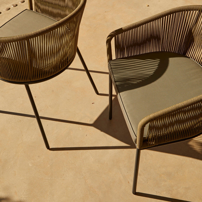 Hali Khaki Green Rope Chair with Cushion - Set of 2