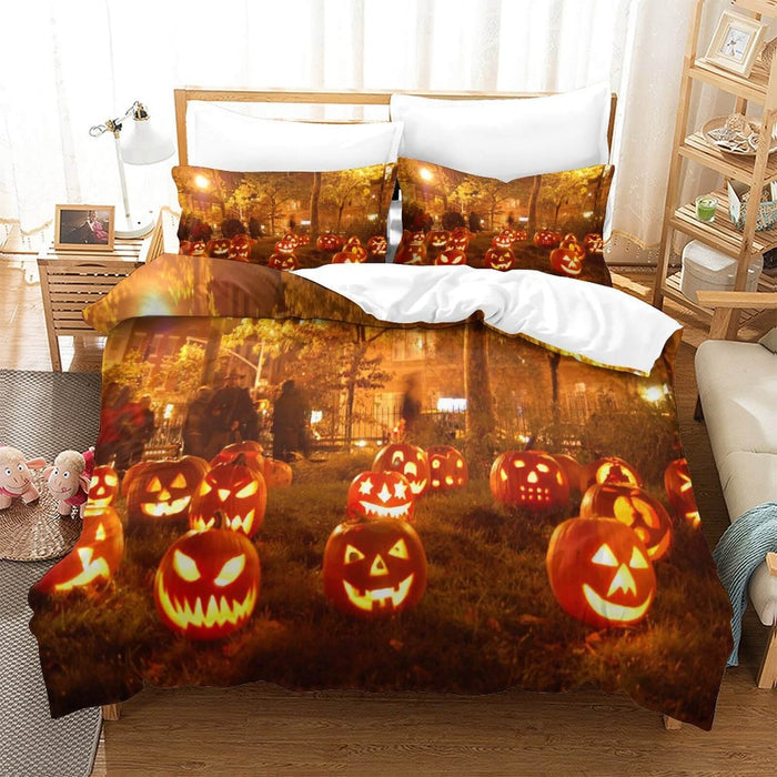 Halloween Pumpkin Decor Bedding Set Quilt Cover Without Filler