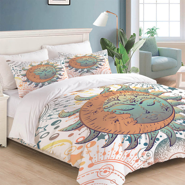 Hand Drawn Sun Face Bedding Sets Quilt Cover Without Filler