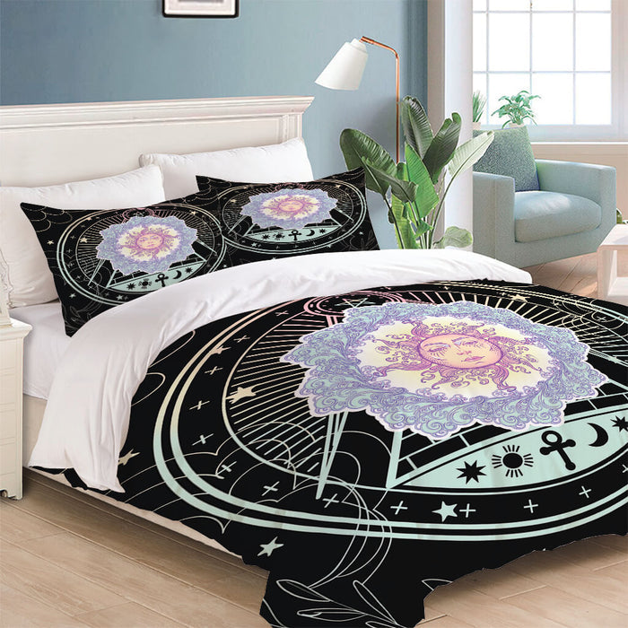 Hand Drawn Sun Face Bedding Sets Quilt Cover Without Filler