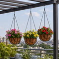 Hanging Coir Basket Planter with Metal Chain & S-Hook (Pack of 3)