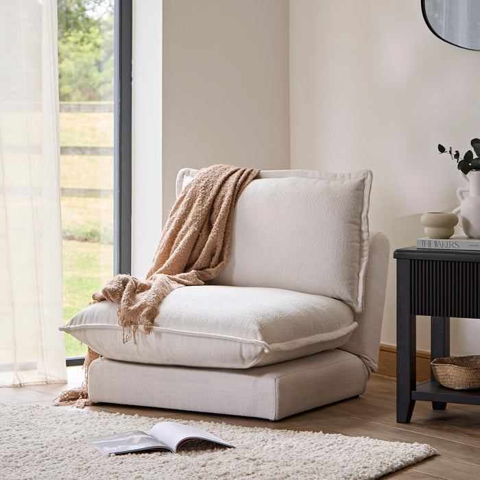 Harlow Single Sofa Bed - Chalk White Boucle - Laura James