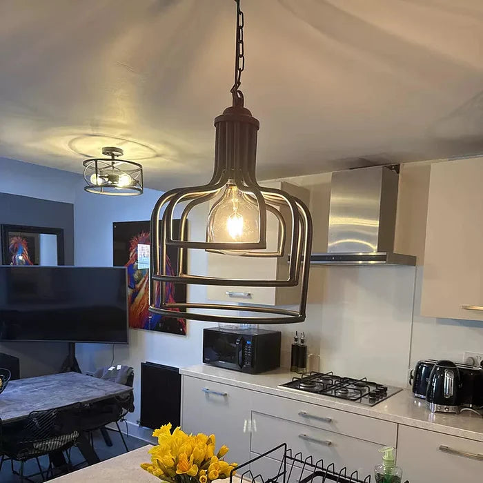 Hatherden 44.5cm Metal Pendant Light - Black - Laura James