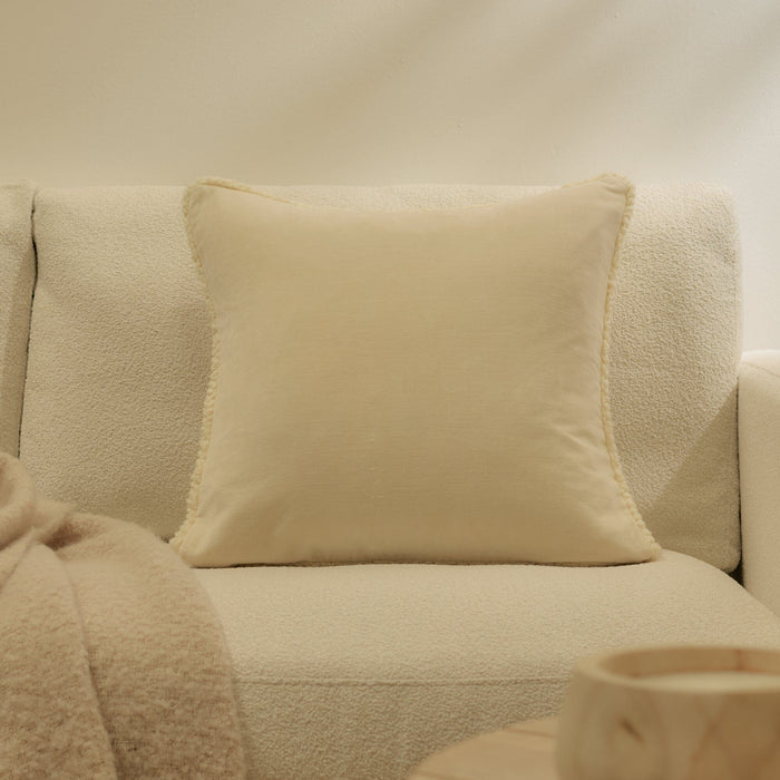 Hayes 45 x 45cm Velvet Cushion Cover - Clay Fringed - Laura James