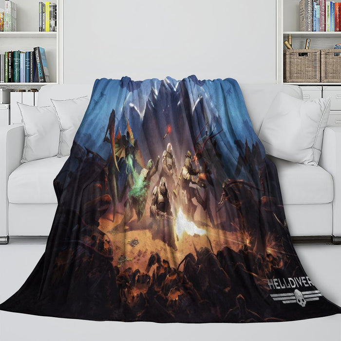 Helldivers 2 Blanket Flannel Fleece Throw Room Decoration