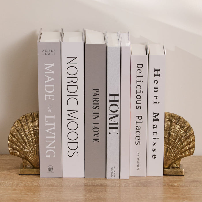 Herne 12cm Metal Shell Bookend - Set of 2 - Gold - Laura James