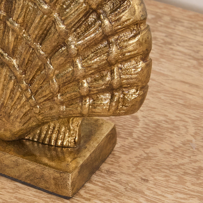 Herne 12cm Metal Shell Bookend - Set of 2 - Gold - Laura James