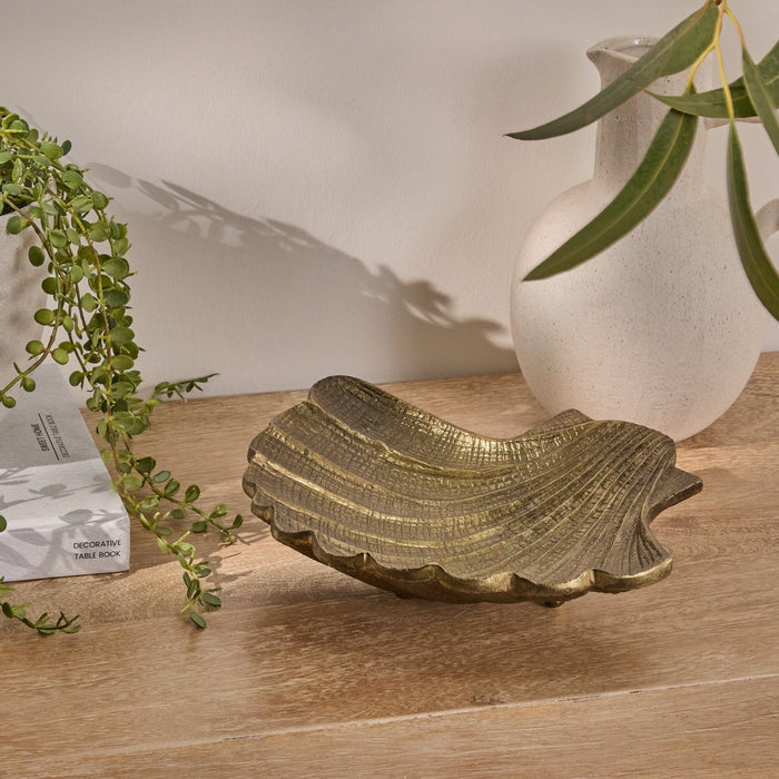 Herne 24cm Metal Shell Dish - Gold - Laura James