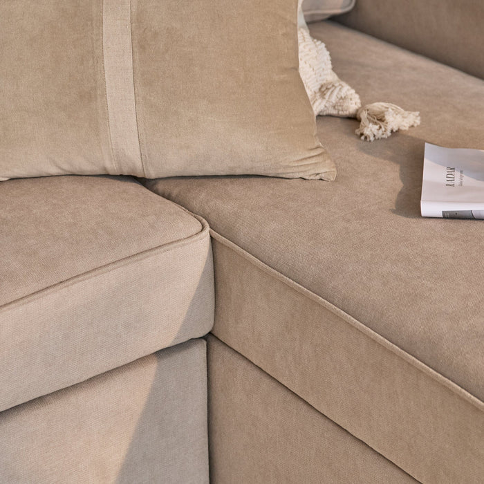 Hugo Pull-Out Corner Sofa Bed - Warm Taupe - Laura James