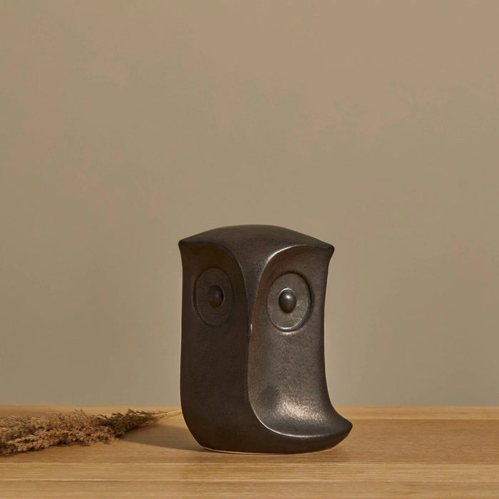 Hudswell 20cm Ceramic Owl Ornament - Black - Laura James