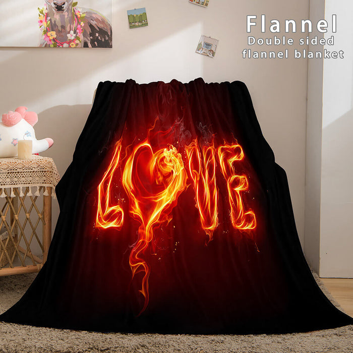I LOVE You Bed Blanket Soft Flannel Blanket Comforter Bedding Sets - EBuycos