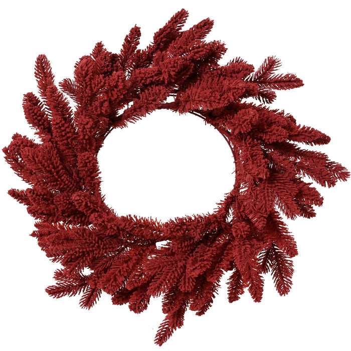 Idala 50cm Flocked Christmas Wreath - Burgundy Red - Laura James