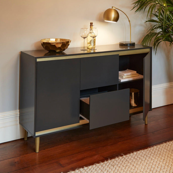 Iliana sideboard - 2 door 2 drawer - charcoal grey - Laura James