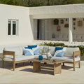 Imani 5 Seater Wooden Garden Corner Sofa with Coffee Table - Laura James