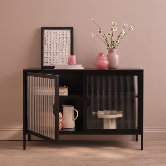 Indiana Black Metal 2 Door Sideboard - 120cm - Laura James