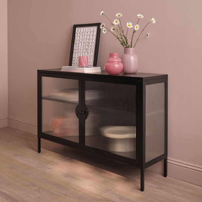 Indiana Black Metal 2 Door Sideboard - 120cm - Laura James