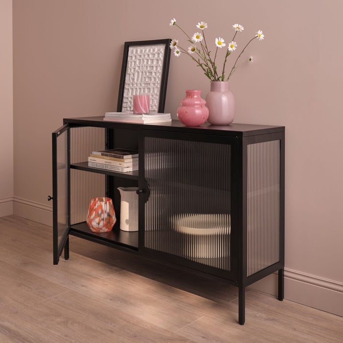 Indiana Black Metal 2 Door Sideboard - 120cm - Laura James