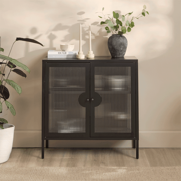 Indiana Black Metal 2 Door Sideboard - 80cm