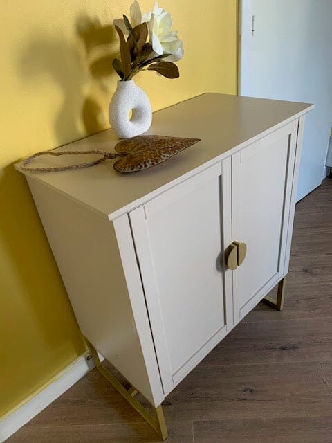 Ines 2 Door Sideboard - Taupe & Gold legs