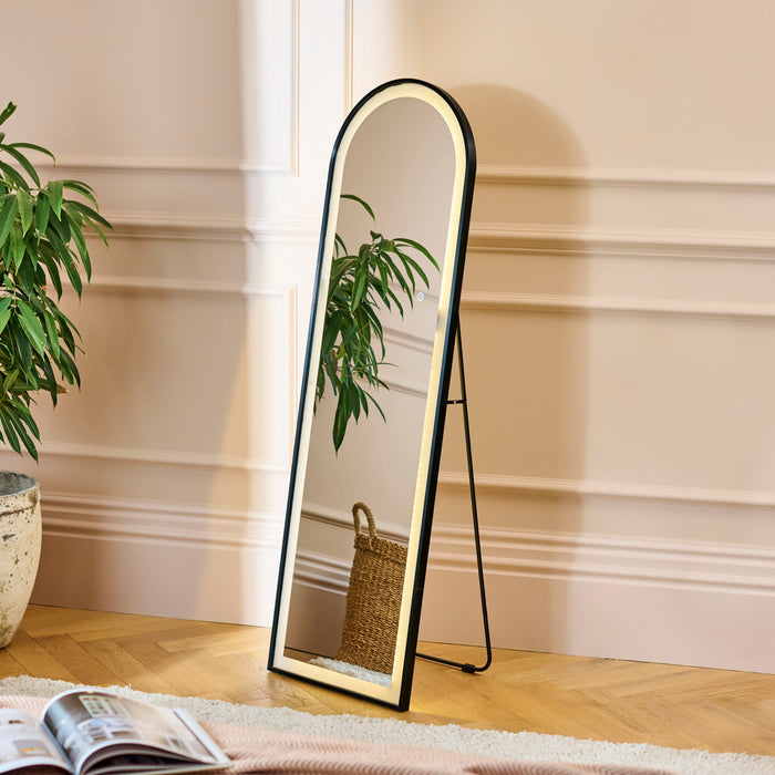 Ingham 145x45cm LED Arch Mirror - Black - Laura James