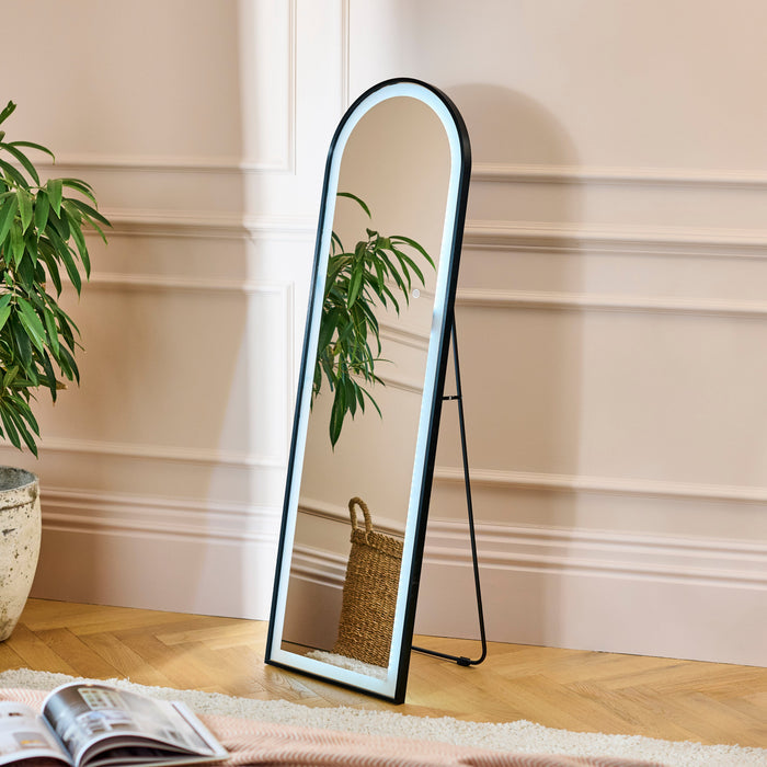 Ingham 145x45cm LED Arch Mirror - Black - Laura James