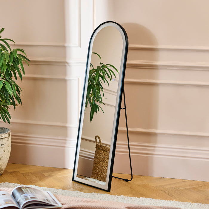 Ingham 145x45cm LED Arch Mirror - Black - Laura James