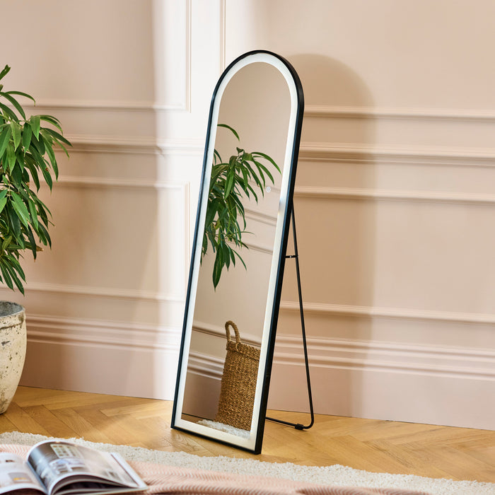 Ingham 145x45cm LED Arch Mirror - Black - Laura James