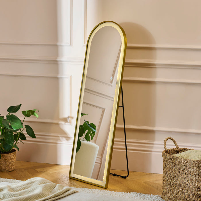 Ingham 145x45cm LED Arch Mirror - Gold - Laura James