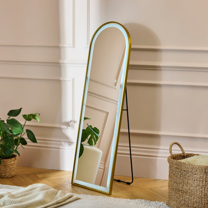 Ingham 145x45cm LED Arch Mirror - Gold - Laura James