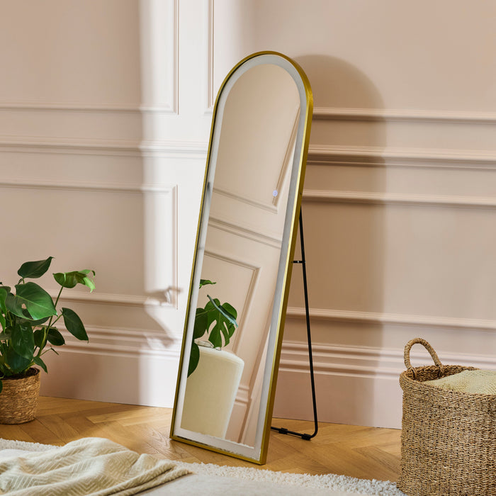 Ingham 145x45cm LED Arch Mirror - Gold - Laura James